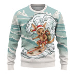 Aussie Festive Wallaby Christmas Ugly Christmas Sweater Surf's up Santa Animal Lover