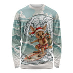 Aussie Festive Wallaby Christmas Long Sleeve Shirt Surf's up Santa Animal Lover