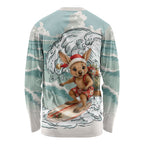 Aussie Festive Wallaby Christmas Long Sleeve Shirt Surf's up Santa Animal Lover
