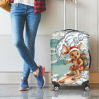 Aussie Festive Wallaby Christmas Luggage Cover Surf's up Santa Animal Lover