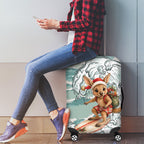 Aussie Festive Wallaby Christmas Luggage Cover Surf's up Santa Animal Lover