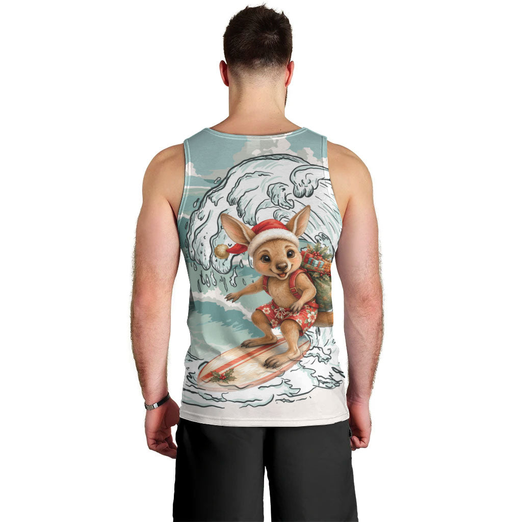 Aussie Festive Wallaby Christmas Men Tank Top Surf's up Santa Animal Lover