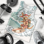 Aussie Festive Wallaby Christmas Men Tank Top Surf's up Santa Animal Lover