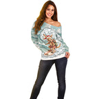 Aussie Festive Wallaby Christmas Off Shoulder Sweater Surf's up Santa Animal Lover