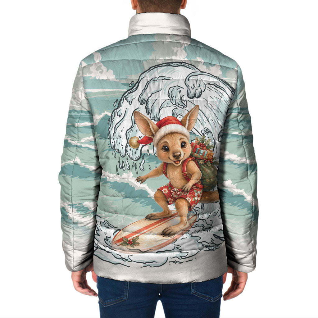 Aussie Festive Wallaby Christmas Padded Jacket Surf's up Santa Animal Lover