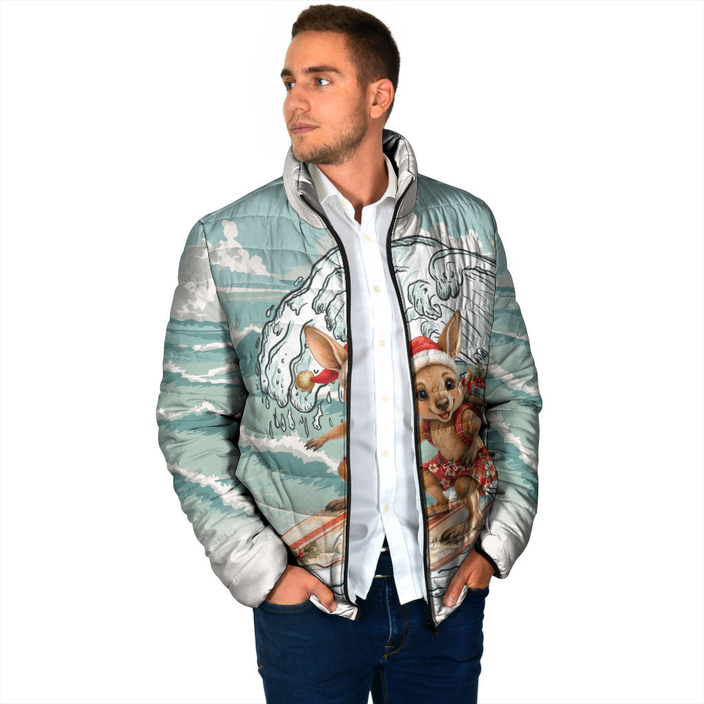 Aussie Festive Wallaby Christmas Padded Jacket Surf's up Santa Animal Lover