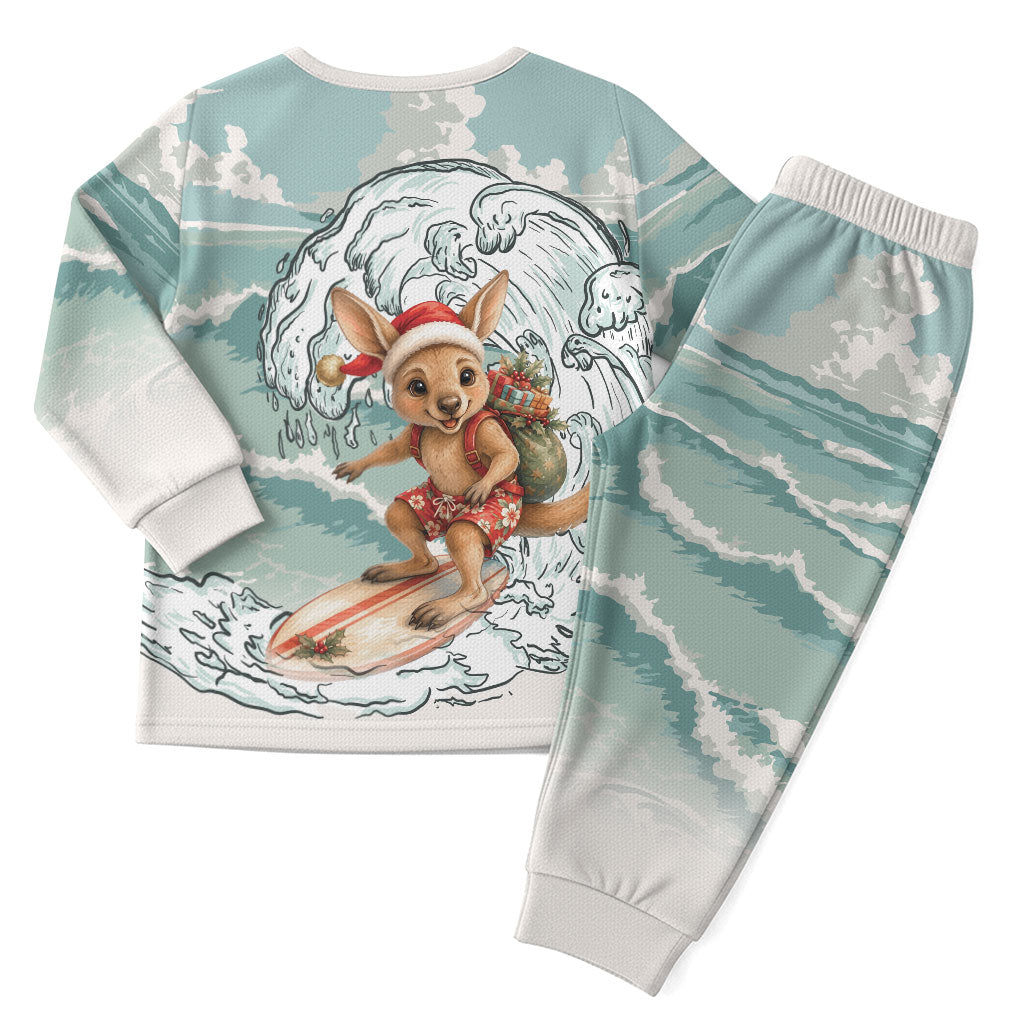 Aussie Festive Wallaby Christmas Pajama Set Surf's up Santa Animal Lover
