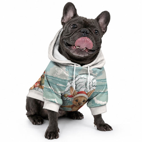 Aussie Festive Wallaby Christmas Pet Hoodie Surf's up Santa Animal Lover