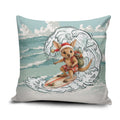 Aussie Festive Wallaby Christmas Pillow Cover Surf's up Santa Animal Lover