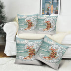 Aussie Festive Wallaby Christmas Pillow Cover Surf's up Santa Animal Lover