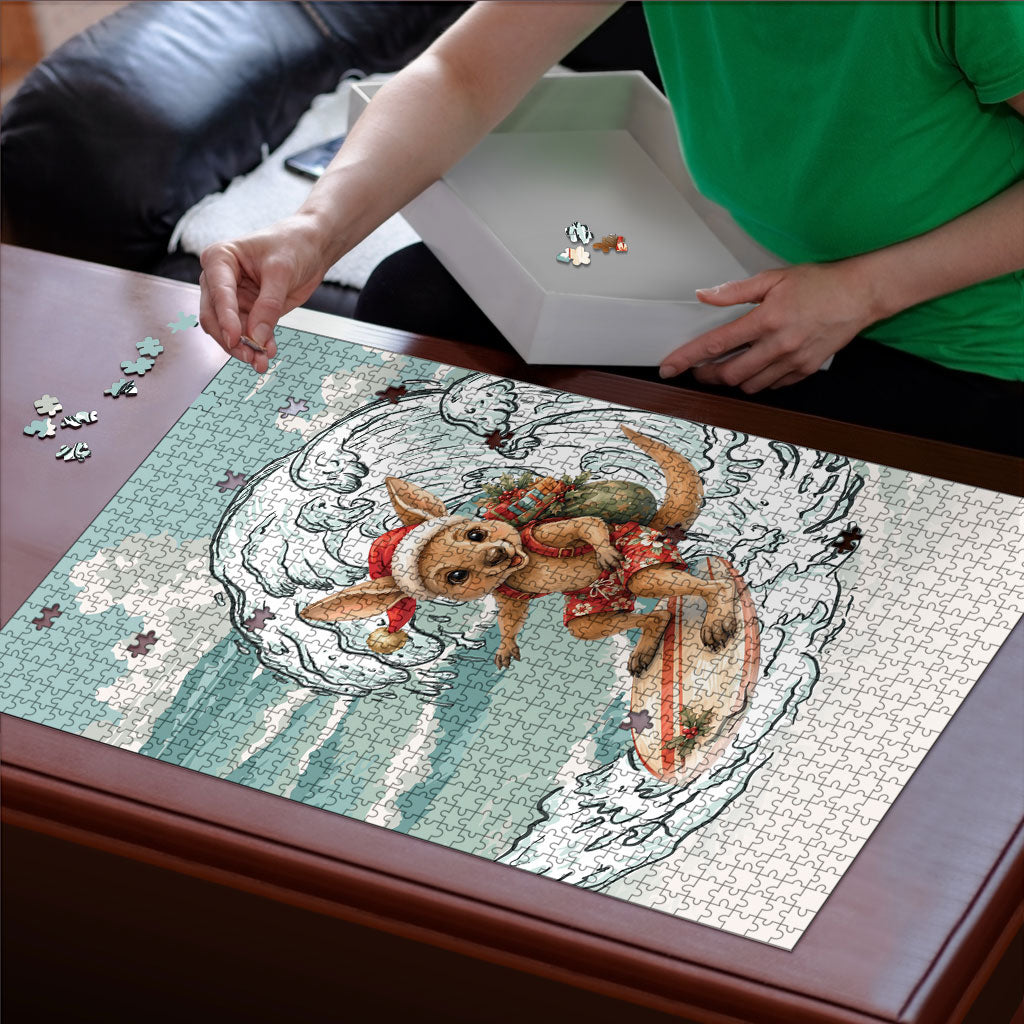Aussie Festive Wallaby Christmas Puzzle Surf's up Santa Animal Lover