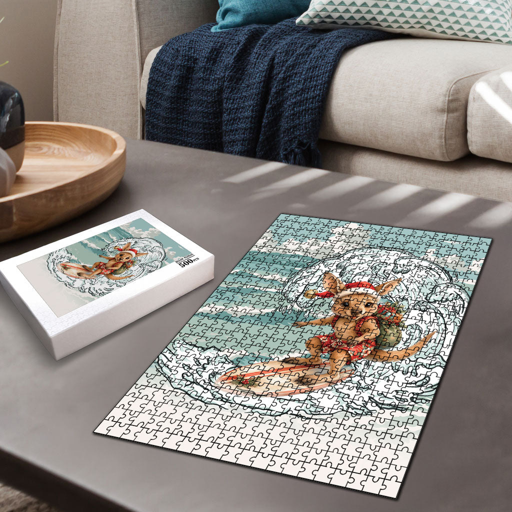Aussie Festive Wallaby Christmas Puzzle Surf's up Santa Animal Lover