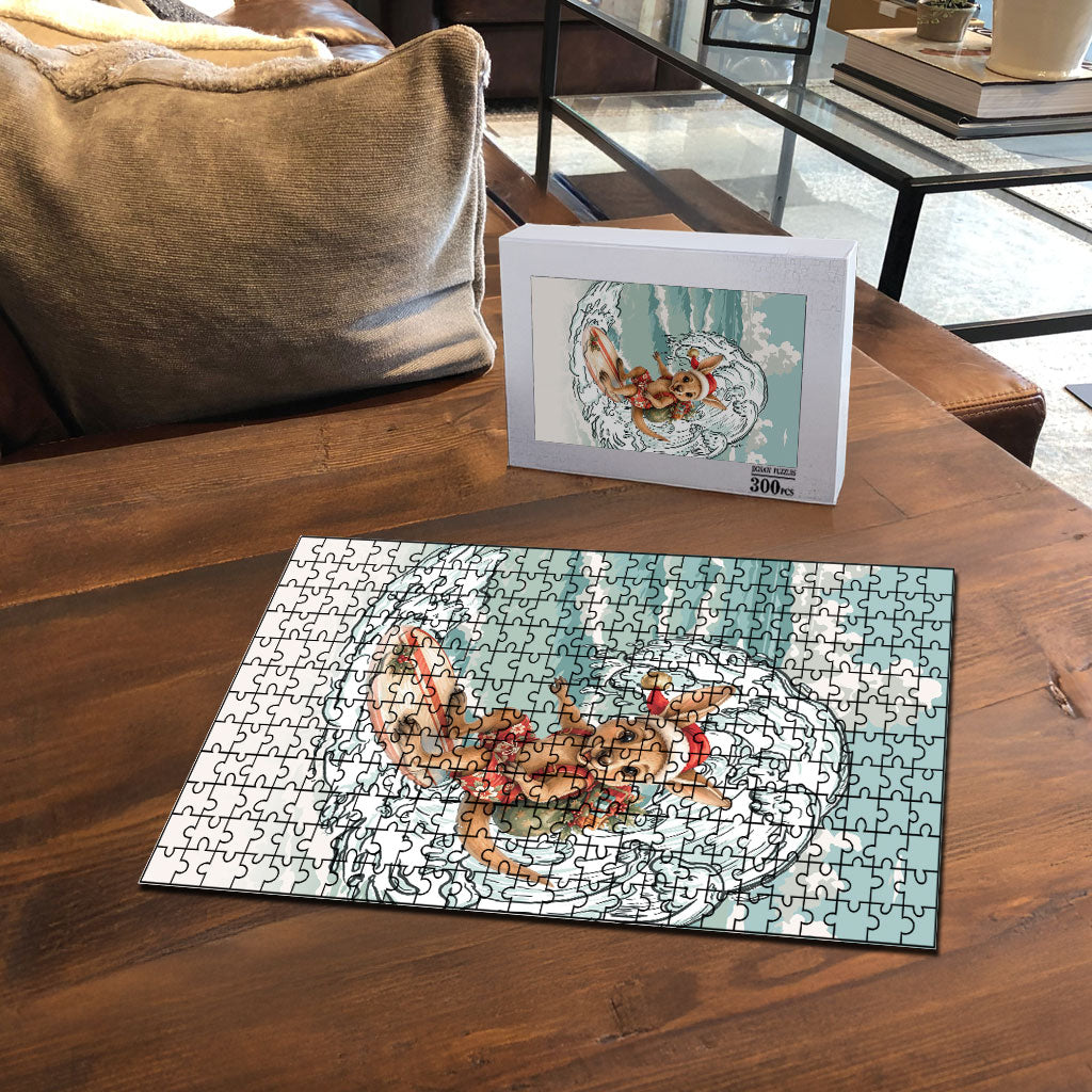 Aussie Festive Wallaby Christmas Puzzle Surf's up Santa Animal Lover