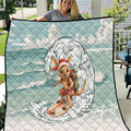 Aussie Festive Wallaby Christmas Quilt Surf's up Santa Animal Lover