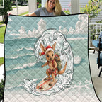 Aussie Festive Wallaby Christmas Quilt Surf's up Santa Animal Lover