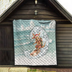 Aussie Festive Wallaby Christmas Quilt Surf's up Santa Animal Lover