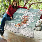 Aussie Festive Wallaby Christmas Quilt Surf's up Santa Animal Lover
