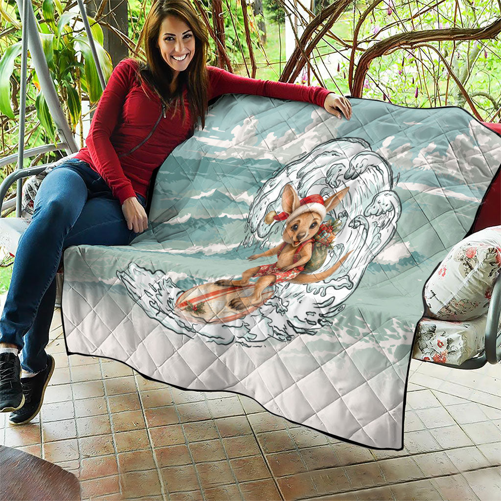 Aussie Festive Wallaby Christmas Quilt Surf's up Santa Animal Lover