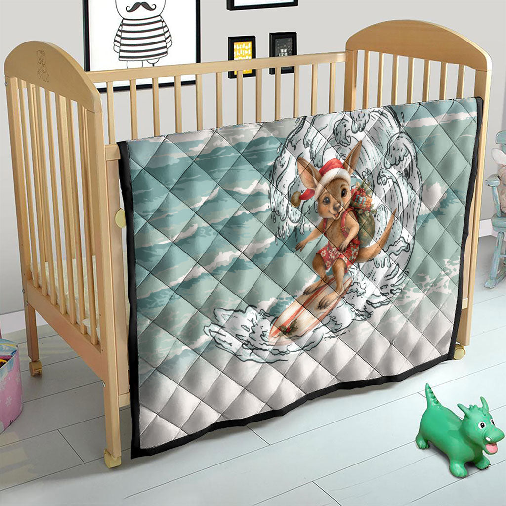 Aussie Festive Wallaby Christmas Quilt Surf's up Santa Animal Lover