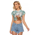 Aussie Festive Wallaby Christmas Raglan Cropped T Shirt Surf's up Santa Animal Lover