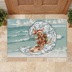 Aussie Festive Wallaby Christmas Rubber Doormat Surf's up Santa Animal Lover