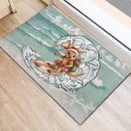 Aussie Festive Wallaby Christmas Rubber Doormat Surf's up Santa Animal Lover