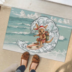 Aussie Festive Wallaby Christmas Rubber Doormat Surf's up Santa Animal Lover