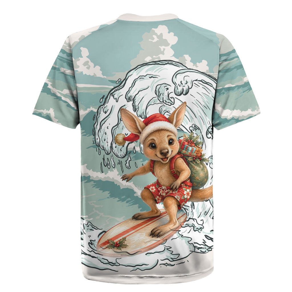 Aussie Festive Wallaby Christmas Rugby Jersey Surf's up Santa Animal Lover