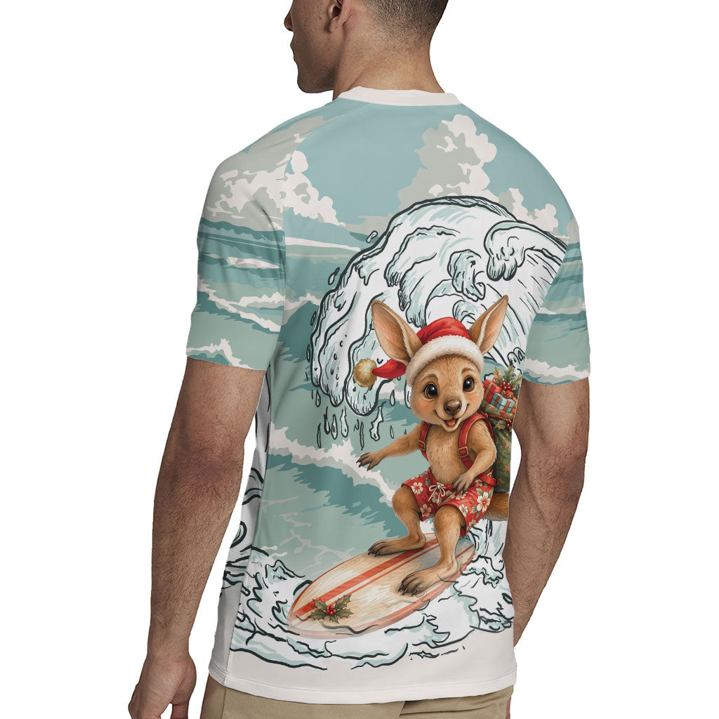 Aussie Festive Wallaby Christmas Rugby Jersey Surf's up Santa Animal Lover