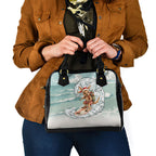 Aussie Festive Wallaby Christmas Shoulder Handbag Surf's up Santa Animal Lover