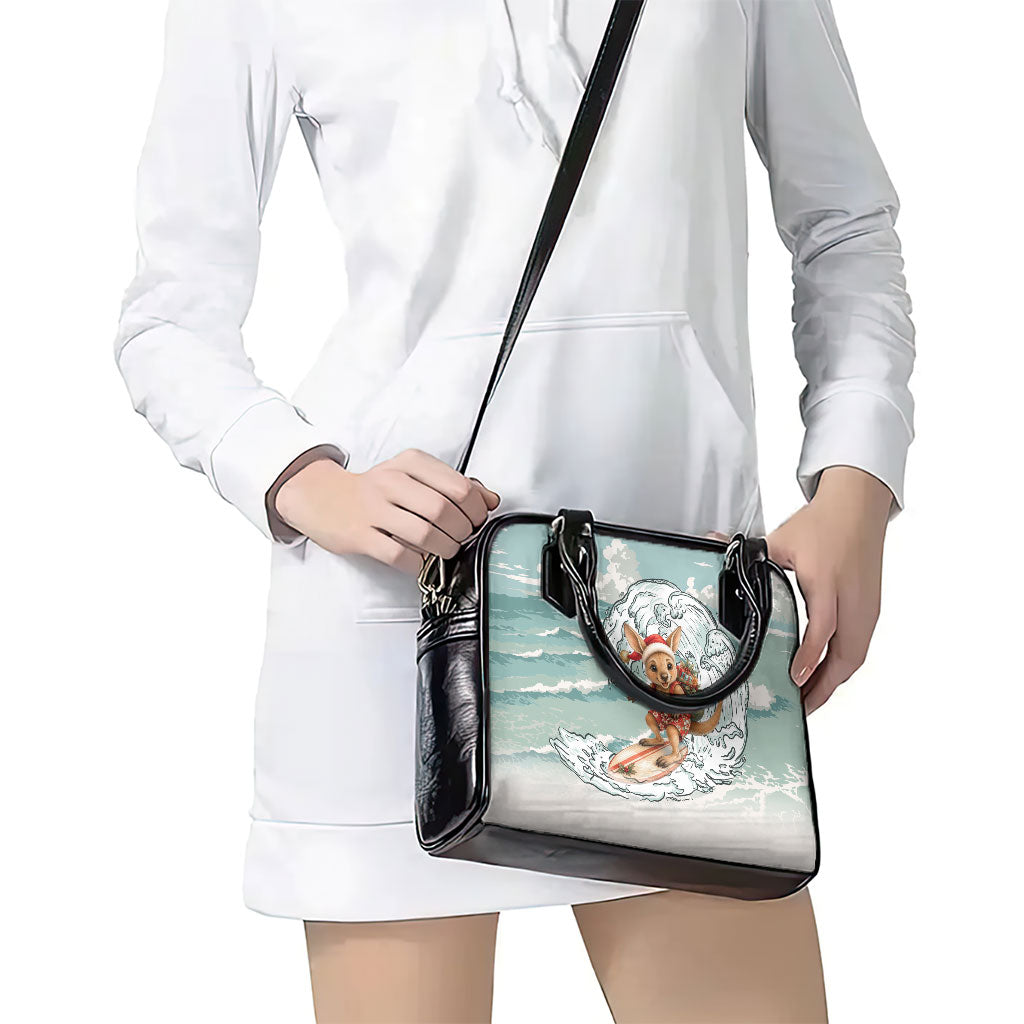 Aussie Festive Wallaby Christmas Shoulder Handbag Surf's up Santa Animal Lover