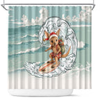 Aussie Festive Wallaby Christmas Shower Curtain Surf's up Santa Animal Lover