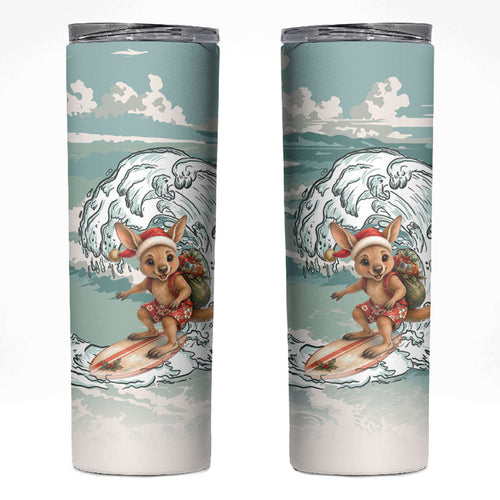Aussie Festive Wallaby Christmas Skinny Tumbler Surf's up Santa Animal Lover