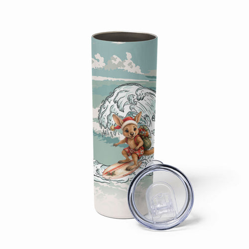 Aussie Festive Wallaby Christmas Skinny Tumbler Surf's up Santa Animal Lover