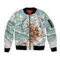 Aussie Festive Wallaby Christmas Sleeve Zip Bomber Jacket Surf's up Santa Animal Lover