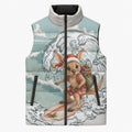 Aussie Festive Wallaby Christmas Sleeveless Puffer Jacket Surf's up Santa Animal Lover