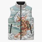 Aussie Festive Wallaby Christmas Sleeveless Puffer Jacket Surf's up Santa Animal Lover