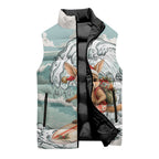 Aussie Festive Wallaby Christmas Sleeveless Puffer Jacket Surf's up Santa Animal Lover