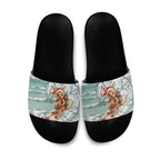 Aussie Festive Wallaby Christmas Slide Sandals Surf's up Santa Animal Lover