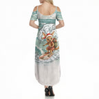 Aussie Festive Wallaby Christmas Summer Maxi Dress Surf's up Santa Animal Lover
