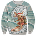 Aussie Festive Wallaby Christmas Sweatshirt Surf's up Santa Animal Lover