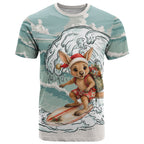 Aussie Festive Wallaby Christmas T Shirt Surf's up Santa Animal Lover