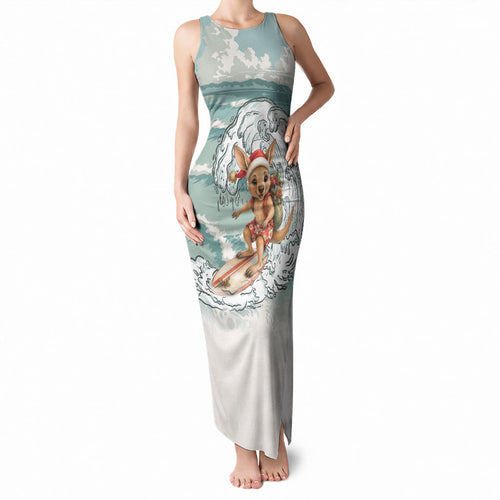 Aussie Festive Wallaby Christmas Tank Maxi Dress Surf's up Santa Animal Lover