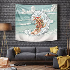 Aussie Festive Wallaby Christmas Tapestry Surf's up Santa Animal Lover