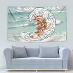 Aussie Festive Wallaby Christmas Tapestry Surf's up Santa Animal Lover