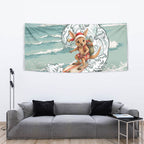 Aussie Festive Wallaby Christmas Tapestry Surf's up Santa Animal Lover
