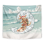 Aussie Festive Wallaby Christmas Tapestry Surf's up Santa Animal Lover