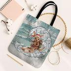 Aussie Festive Wallaby Christmas Tote Bag Surf's up Santa Animal Lover