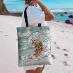 Aussie Festive Wallaby Christmas Tote Bag Surf's up Santa Animal Lover