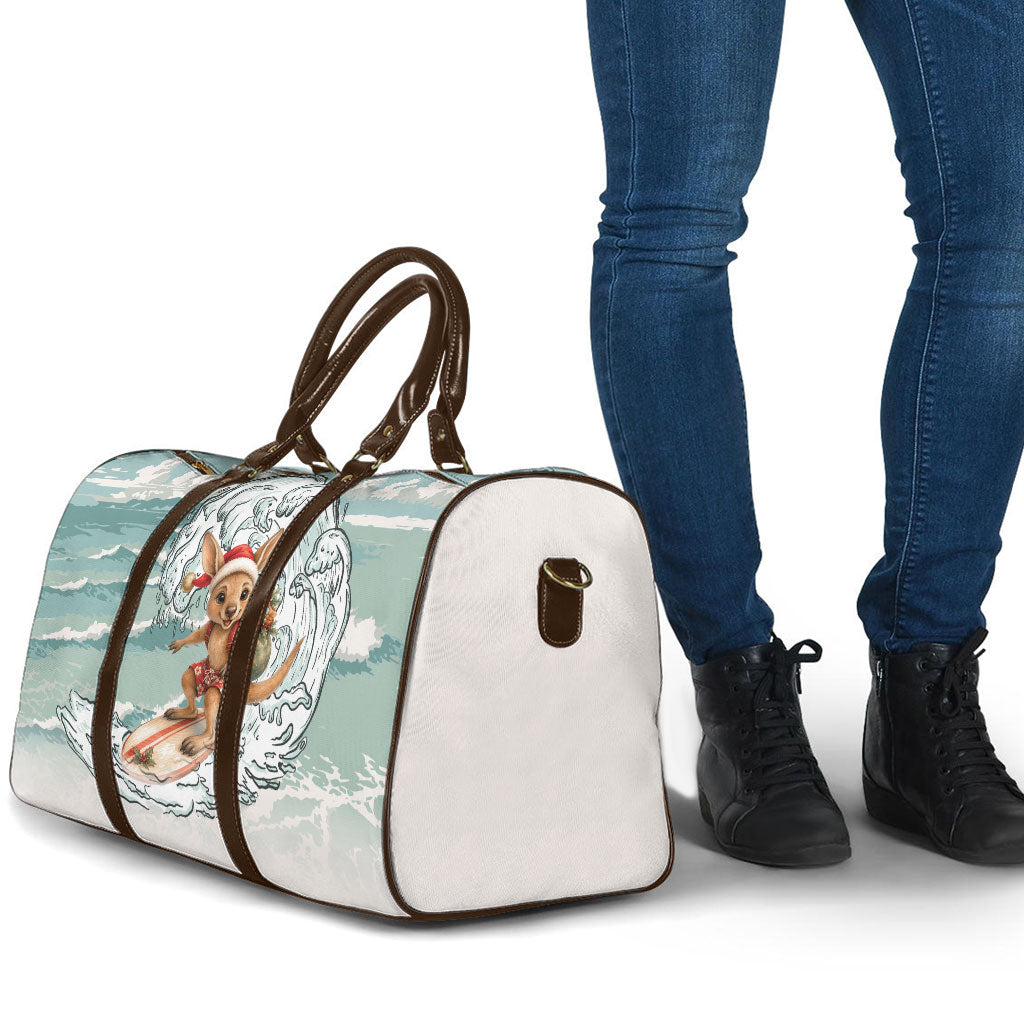 Aussie Festive Wallaby Christmas Travel Bag Surf's up Santa Animal Lover